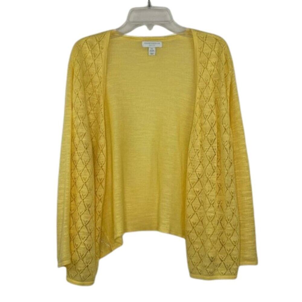 Charter Club yellow knit open cardigan women's Large Petite